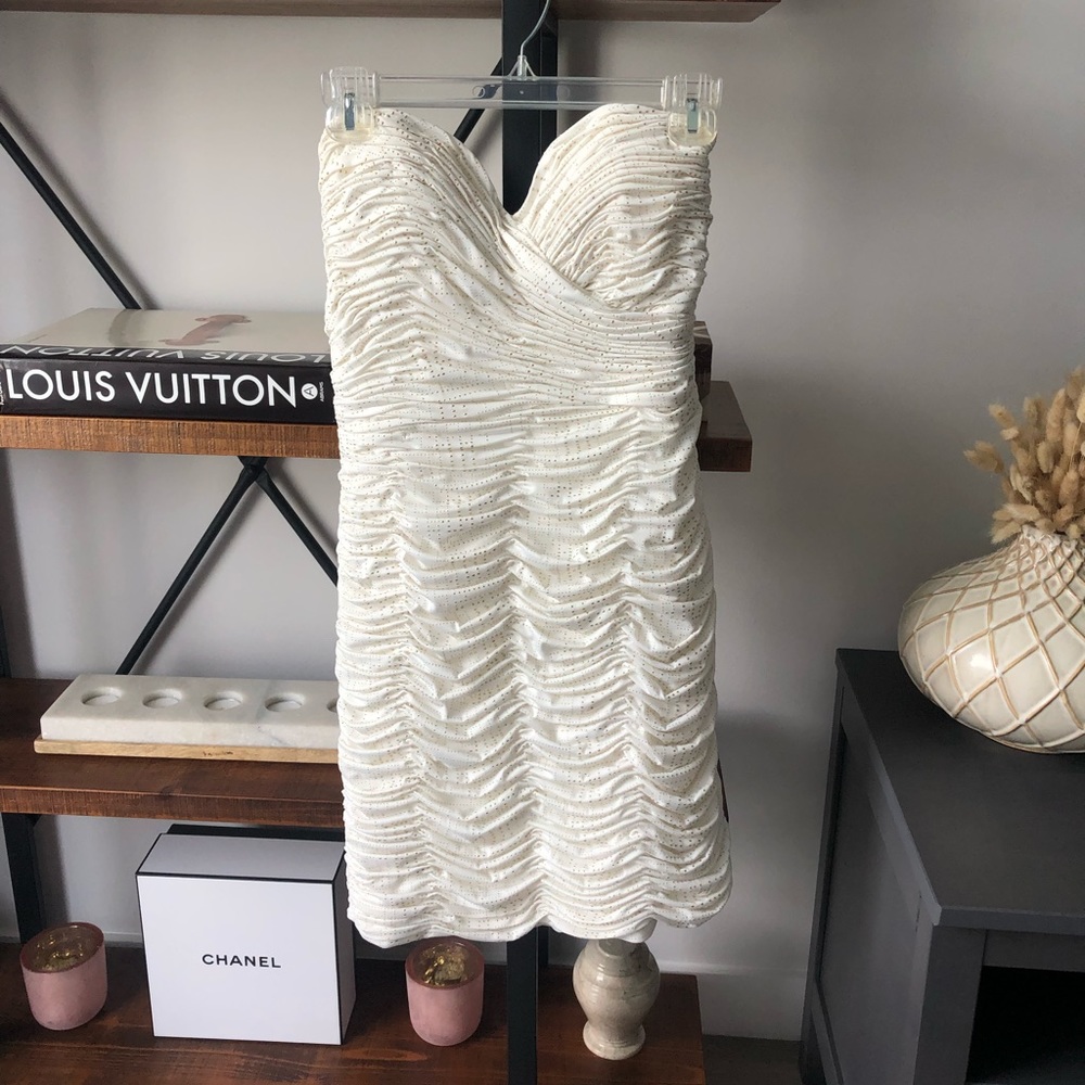 Vicky Tiel white and gold cocktail dress women’s 6